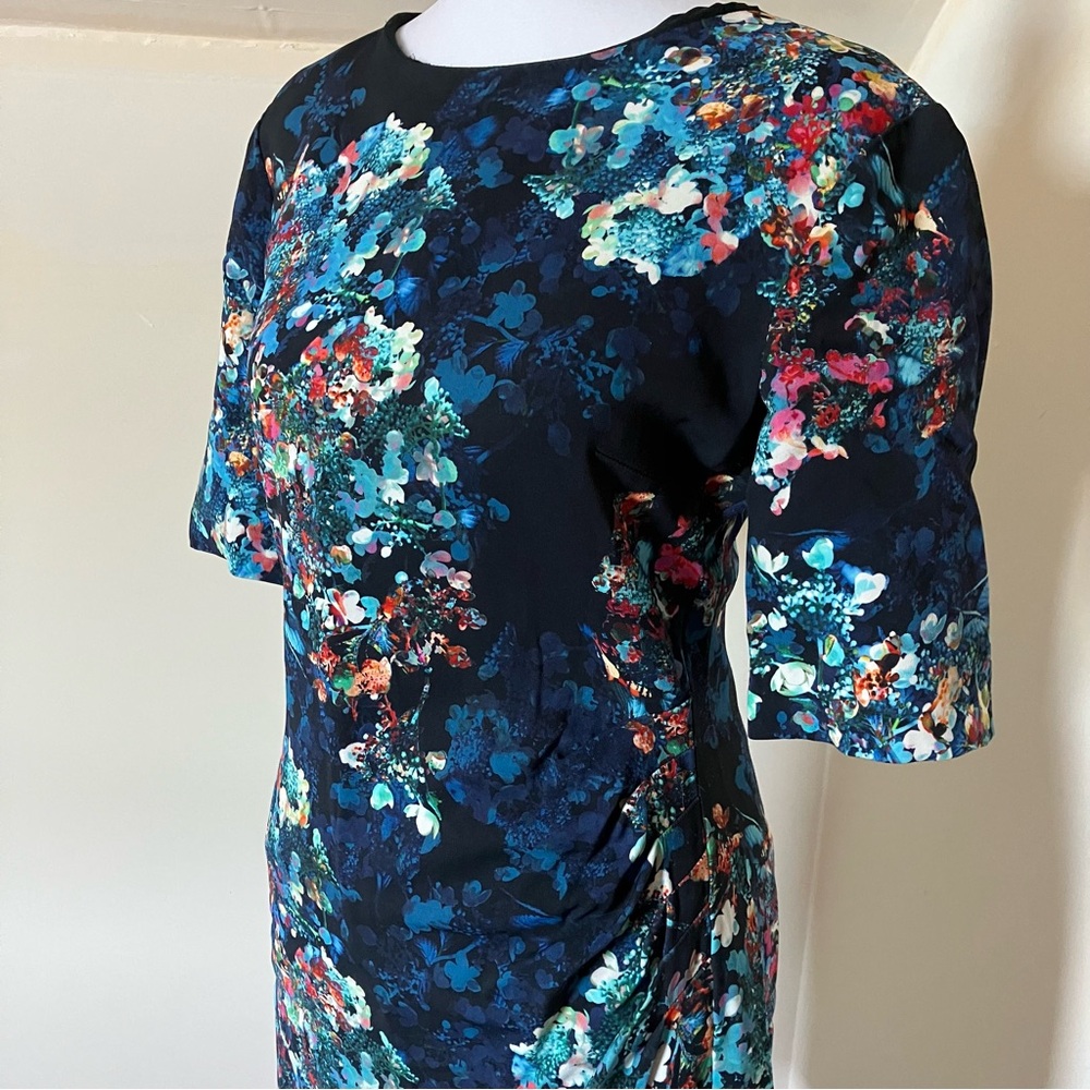 L.K. Bennett Blue Floral Print Knee-Length Marli Dress size 4 - Picture 6 of 9